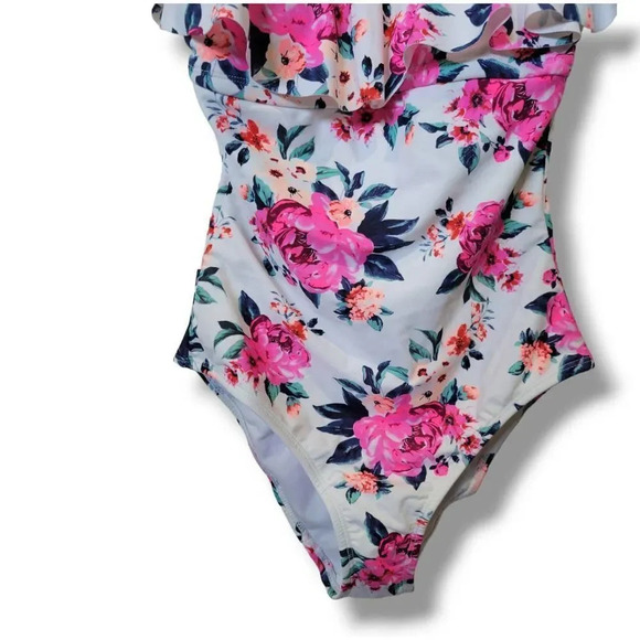 Arizona Jean Co women's off the shoulder Ruffle floral Swimsuit  - small - Picture 5 of 9